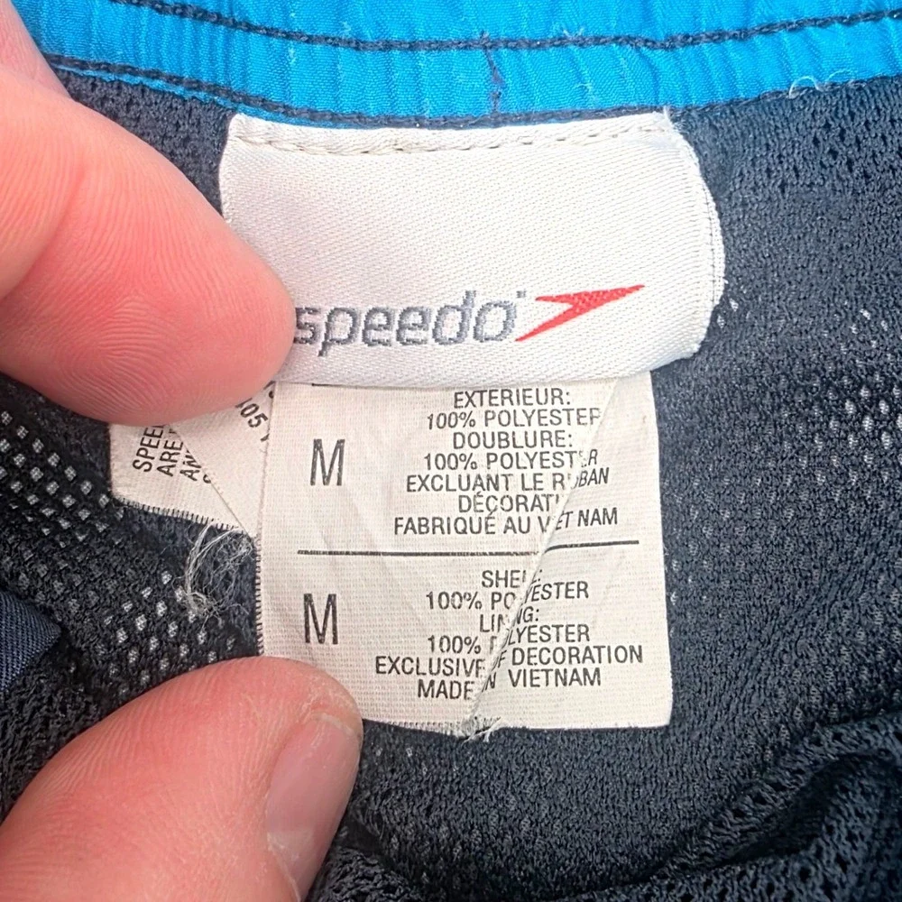 Speedo Mens Floral Hibiscus Swim Trunks Navy‎ Turquoise Cargo Pocket Size M